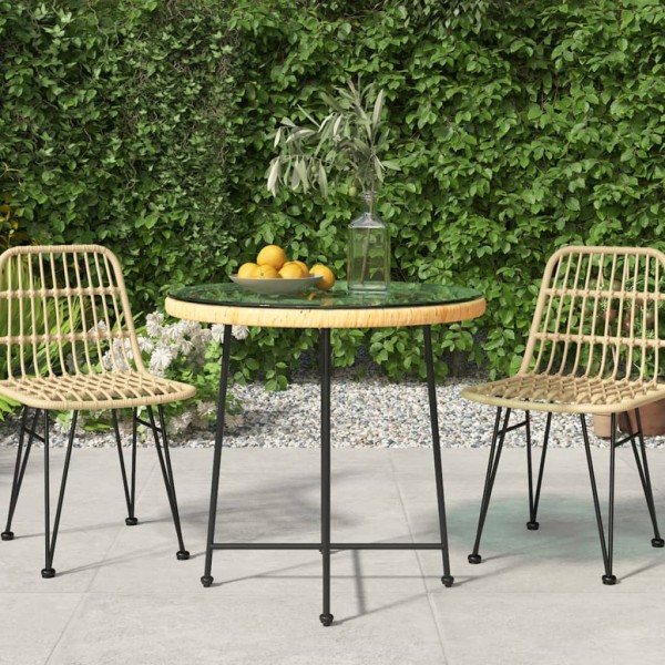 Dining table, 80cm diameter, tempered glass and steel