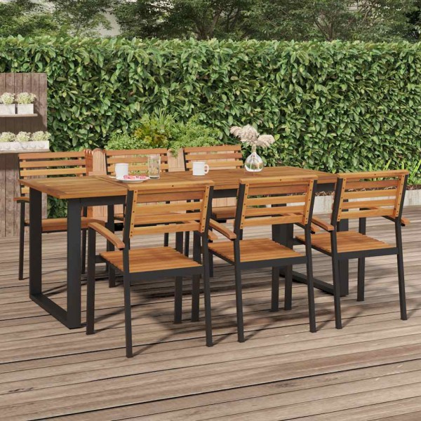 Garden table with U-shaped legs, 200x90x75cm, solid acacia