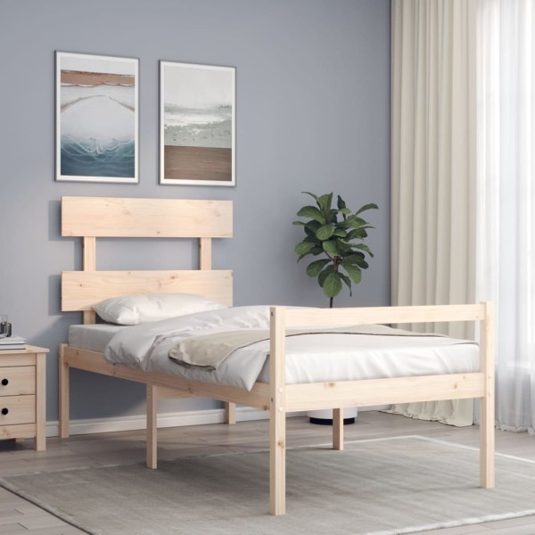 Bed for seniors with headboard, 90x200 cm, solid wood