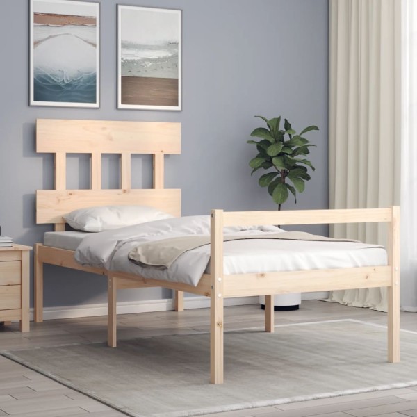 Bed for seniors with headboard, 90x200 cm, solid wood