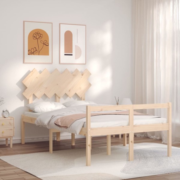 Bed for seniors with headboard, solid wood, double