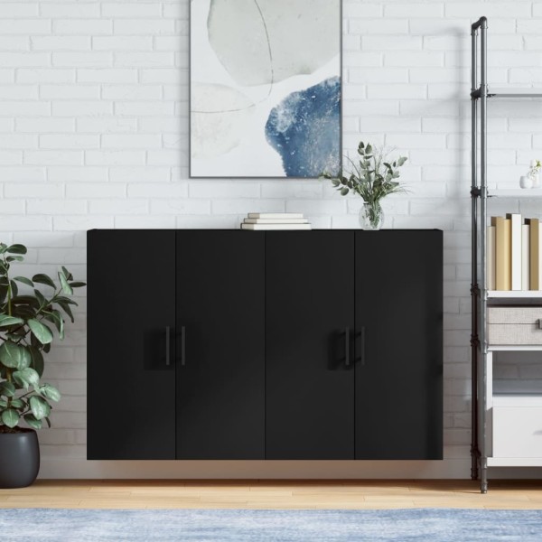 Wall-mounted cabinets, 2 pcs., black, 69.5x34x90cm