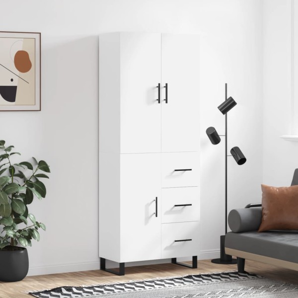 Chest of drawers, white, 69.5x34x180cm, processed wood