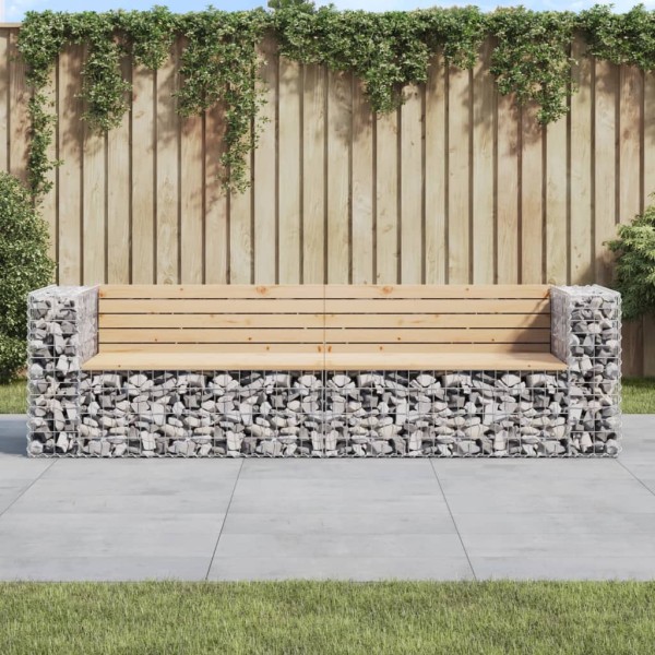 Garden bench, 244x71x65.5cm, solid pine, gabion design