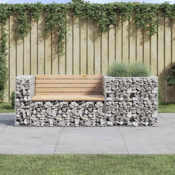 Garden bench with gabion basket, solid pine wood
