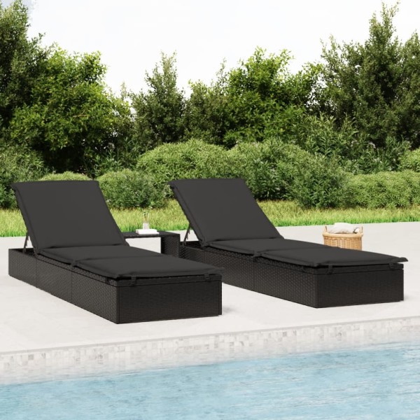 Sunbed with mattress, 1 pc., black, 201x55x62cm