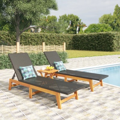 Sunbeds, 2 pcs., black and...