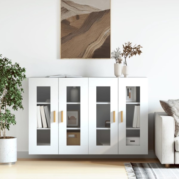 Wall-mounted cabinets, 2 pcs., white, wood