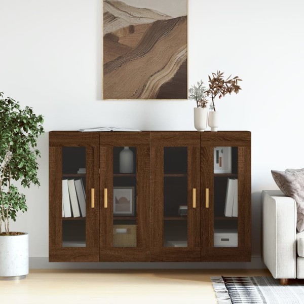 Wall-mounted cabinets, 2 pcs., brown, wood