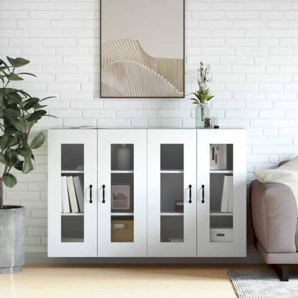 Wall-mounted cabinets, 2 pcs., white, wood