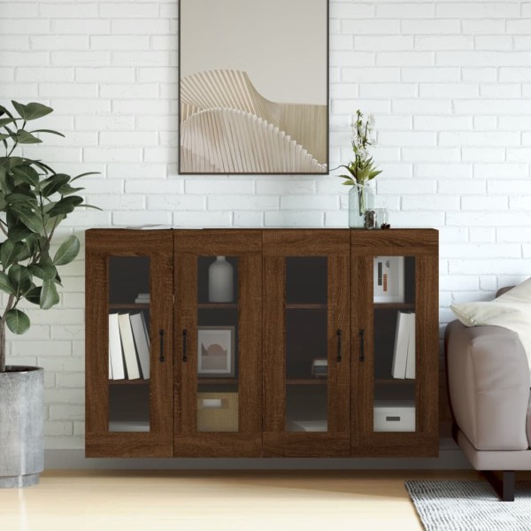 Wall-mounted cabinets, 2 pcs., brown, wood