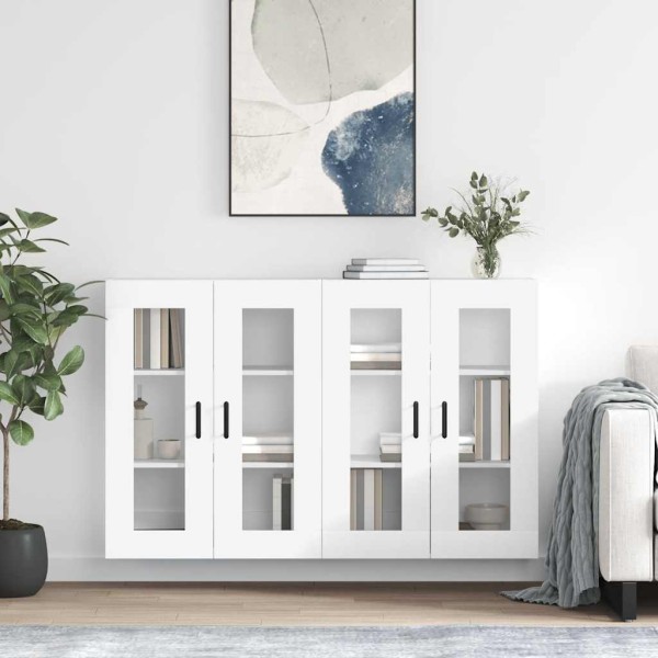 Wall-mounted cabinets, 2 pcs., white, wood