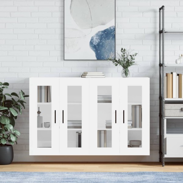 Wall-mounted cabinets, 2 pcs., white, wood