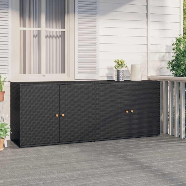 Garden storage box, black, 198x55.5x80cm, polyrattan
