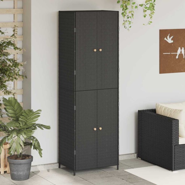 Garden cabinet for things, black, 59x40x180cm, polyrattan