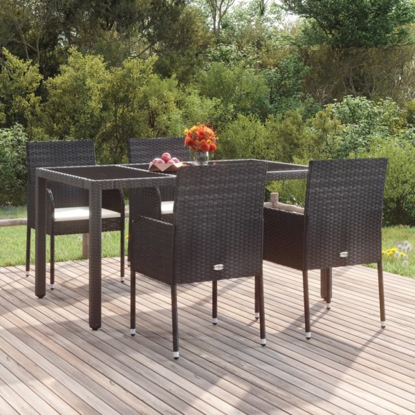 Garden chairs with cushions, 4 pcs., black, polyrattan