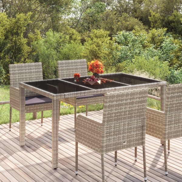Table with glass top, gray, 150x90x75cm, rattan