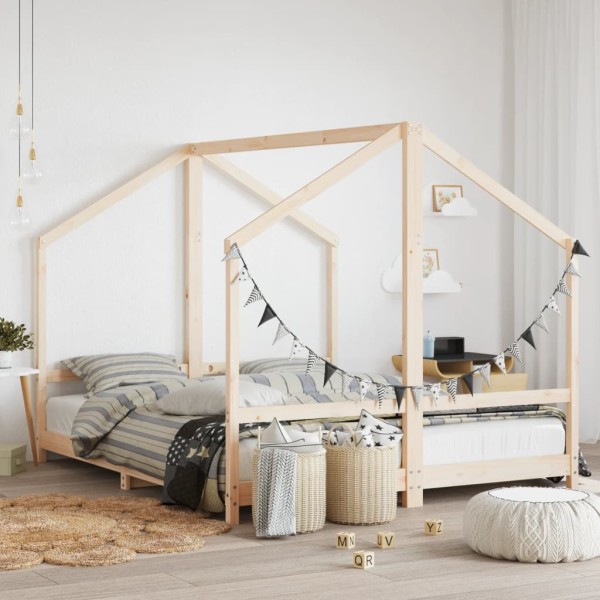 Children's bed frame, 2x(80x200)cm, solid pine wood
