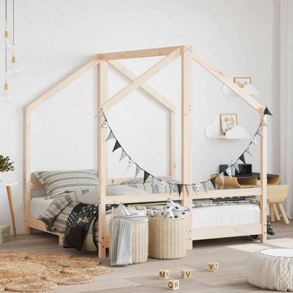 Children's bed frame, 2x(70x140)cm, solid pine wood