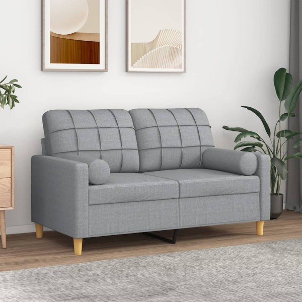 Double sofa with cushions, light gray, 120cm, fabric