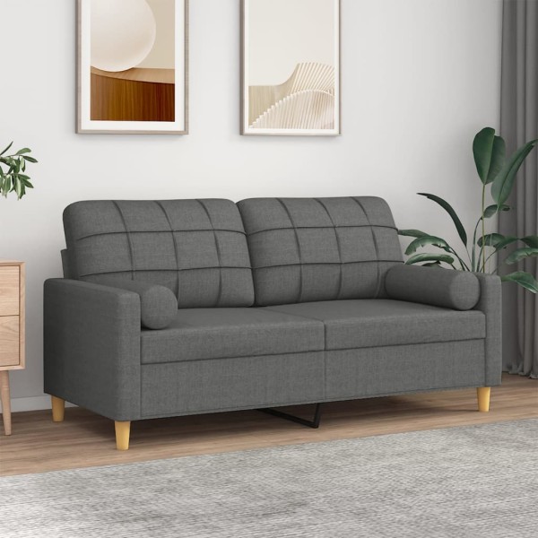 Double sofa with cushions, dark gray, 140cm, fabric