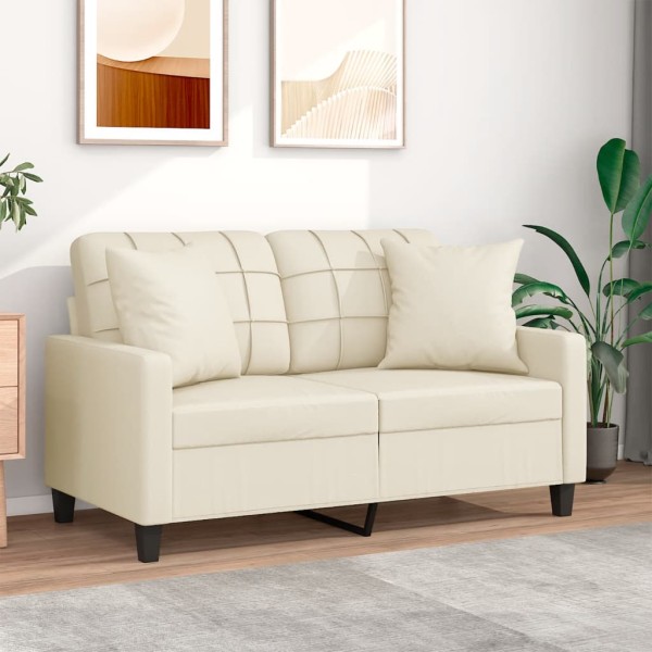 Double sofa with cushions, cream, 120cm, artificial leather