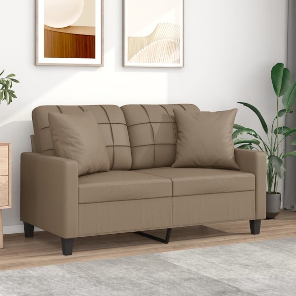 Double sofa with cushions, cappuccino, 120cm, artificial leather