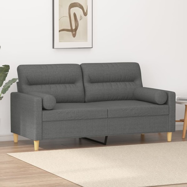 Double sofa with cushions, dark gray, 140cm, fabric