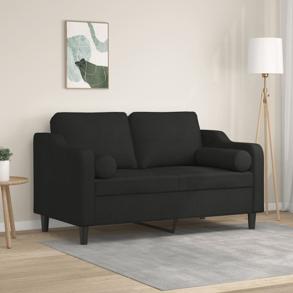 Double sofa with cushions, black, 120cm, fabric