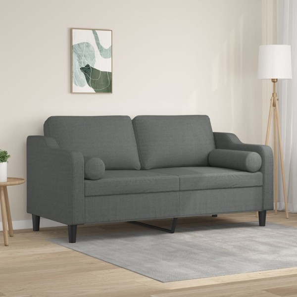 Double sofa with cushions, dark gray, 140cm, fabric