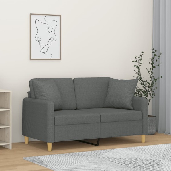 Double sofa with cushions, dark gray, 120cm, fabric