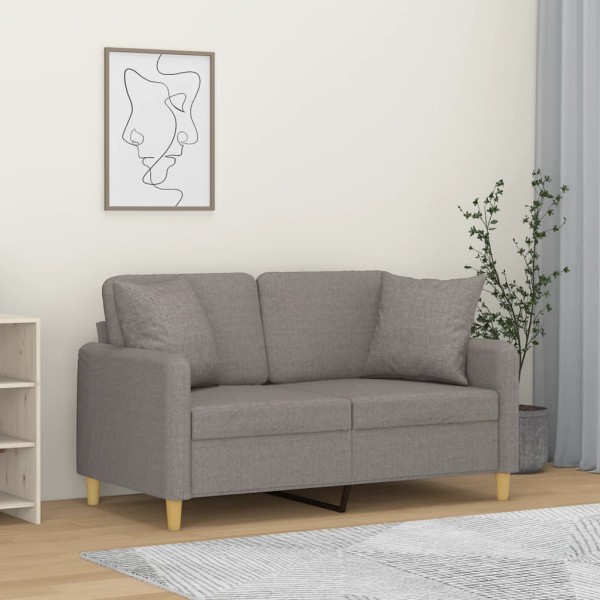 Double sofa with cushions, taupe color, 120cm, fabric