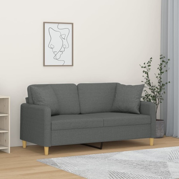 Double sofa with cushions, dark gray, 140cm, fabric