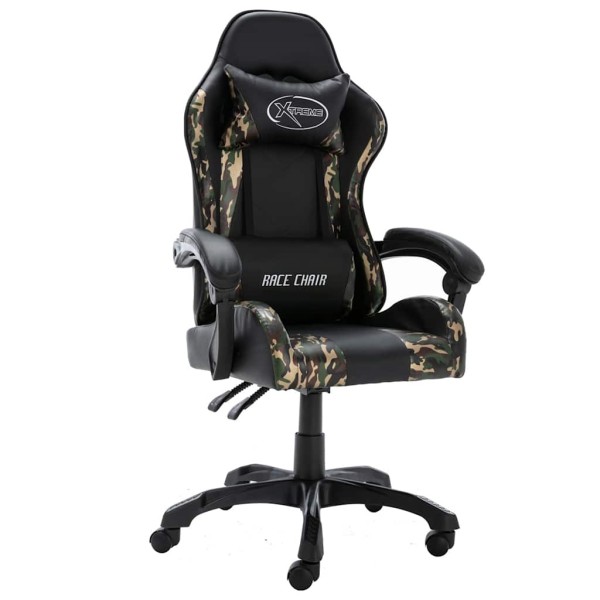 Gaming chair, black and camouflage colors, artificial leather