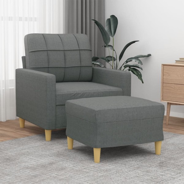 Chair with footrest, dark gray, 60cm, fabric