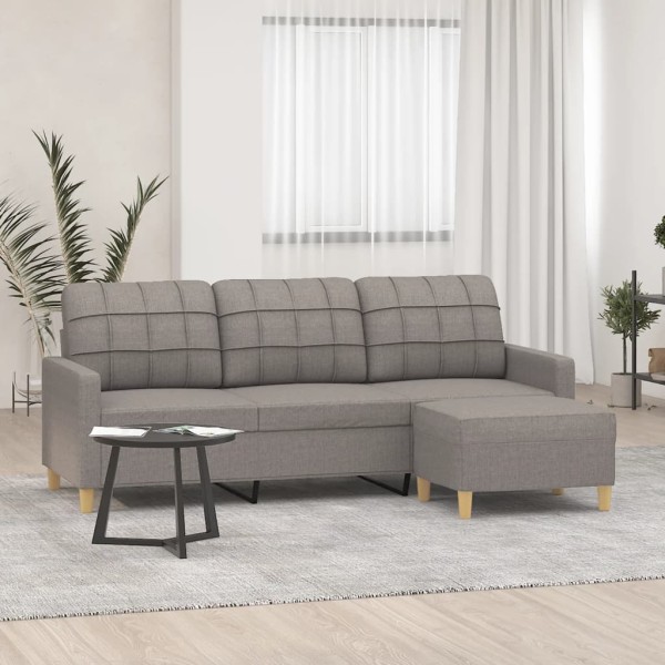 Three-seater sofa with footrest, taupe color, 180cm, fabric