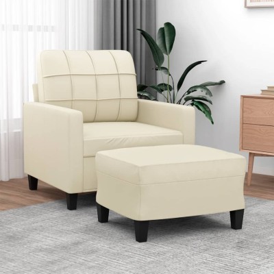 Armchair with foot, cream...