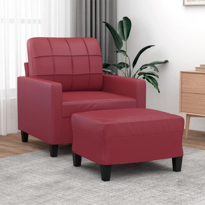 Armchair with footrest, red...