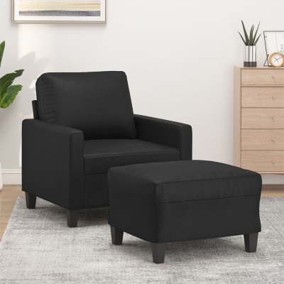 Chair with footrest, black,...