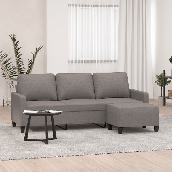 Three-seater sofa with footrest, taupe color, 180cm, fabric