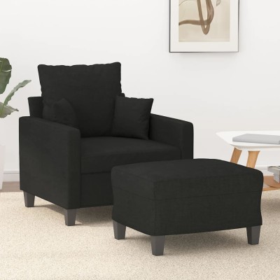 Chair with footrest, black,...