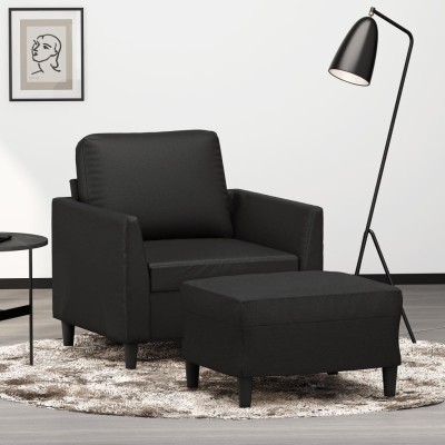 Chair with footrest, black,...