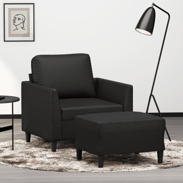 Chair with footrest, black, 60cm, artificial leather