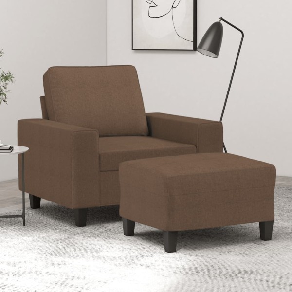 Armchair with foot, brown color, 60 cm, fabric