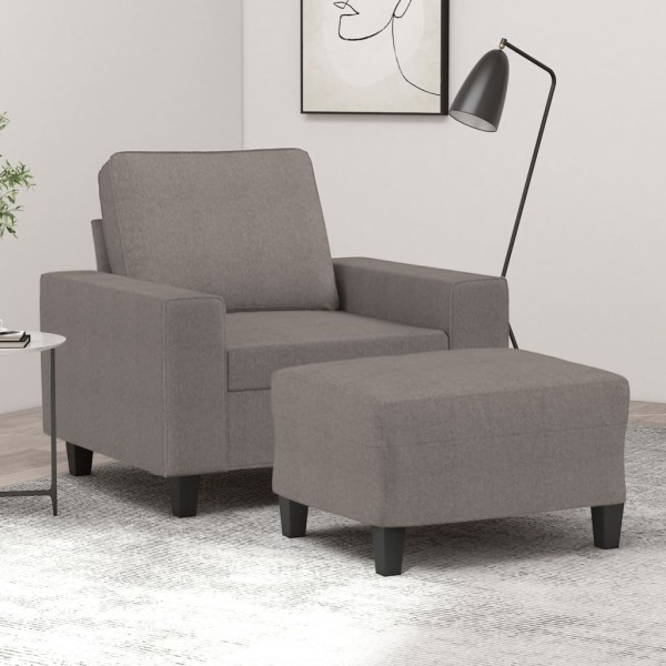 Armchair with foot, taupe color, 60 cm, fabric
