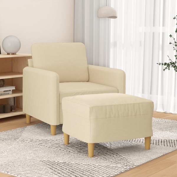 Armchair with foot, cream color, 60cm, fabric