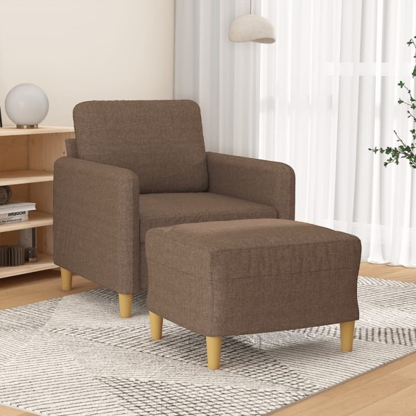 Armchair with foot, brown color, 60 cm, fabric