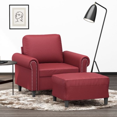 Armchair with footrest, red...