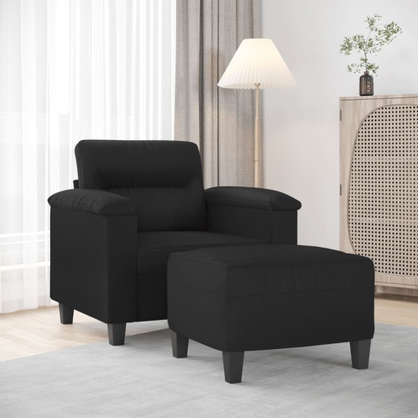 Chair with footrest, black, 60cm, artificial leather