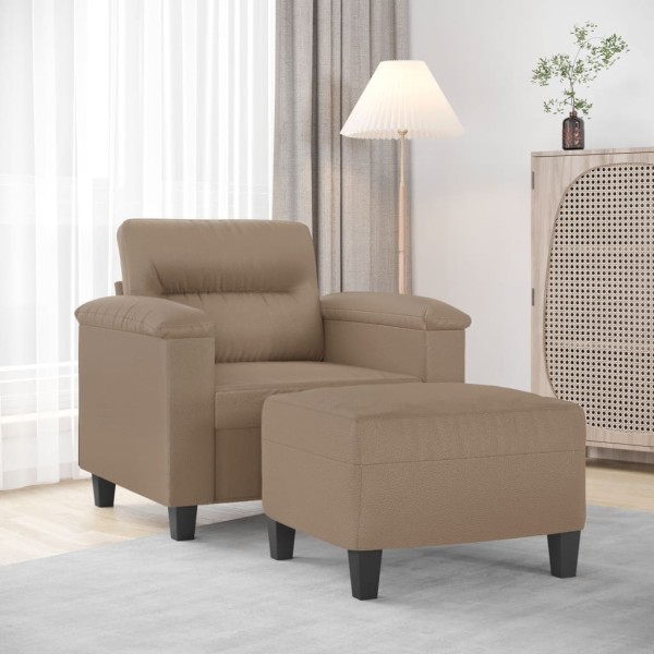 Armchair with footrest, cappuccino color, 60cm, artificial leather